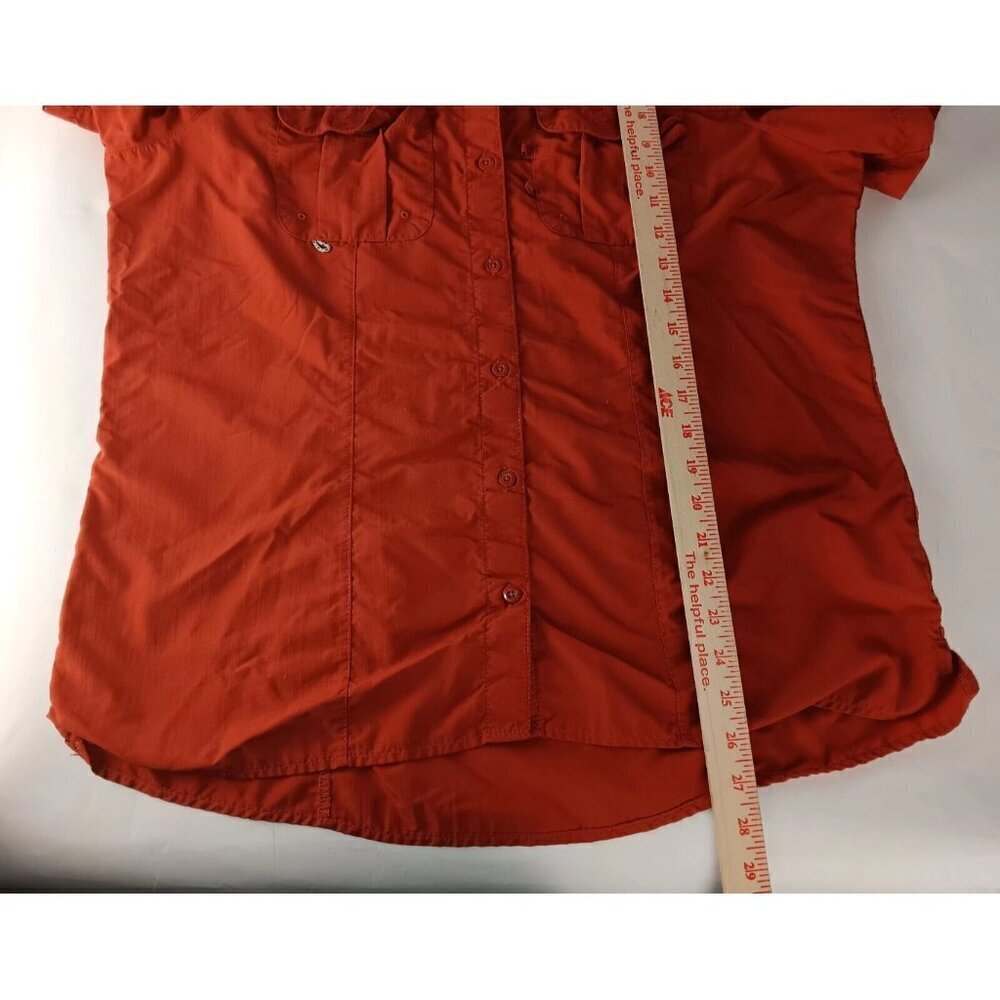 Magellan Outdoors Women Shirt Orange Relaxed Fit Button Up Fish Gear Workwear L - Picture 10 of 12